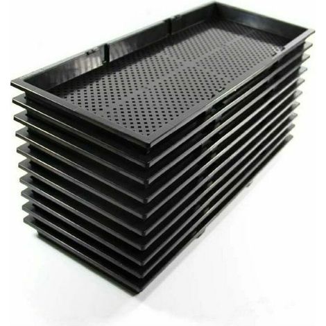 Lot de 10 plateaux de culture en polystyrène 56 x 24 x 3 cm – Trous de drainage pour semis et boutures – Recyclable et réutilisable