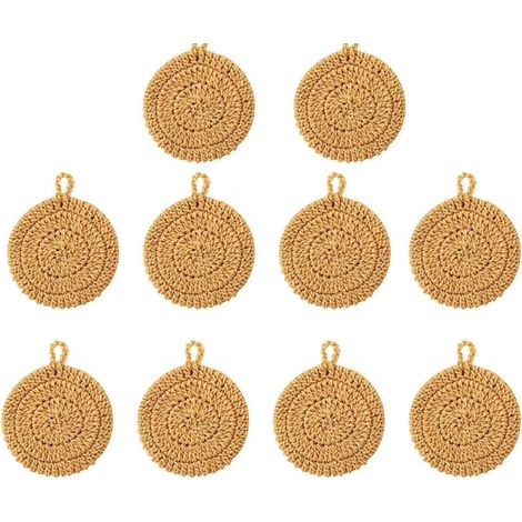 Serviettes de thé rondes doubles en fil de soie doré, tissées à la main, anti-taches (lot de 10) (1/5)