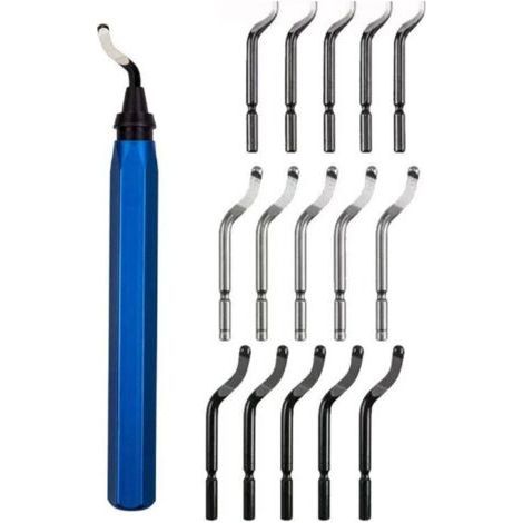 Manuelles Entgratwerkzeug, Entgrater mit 10 BS1010 Ersatzklingen, Entgratstift, 360° drehbarer Entgrater für 3D-Druck, Kunststoff, Aluminium, Kupfer, PVC, Stahl (1/5)