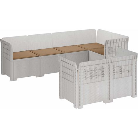 Sofá de Jardín para 7 Personas con Cojines Estilo Ratan PP vidaXL (1/5)