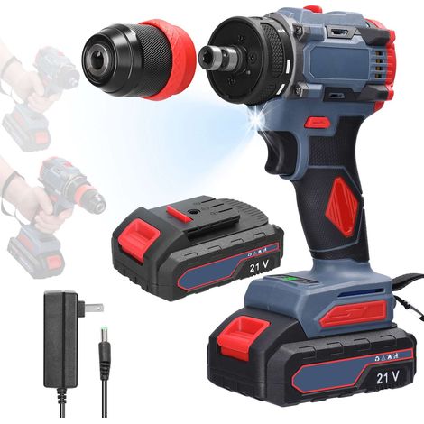21V 2 in 1 Lithium Drill Electric Screwdriver Multifunction Power Tool 55Nm Torsion Brushless Motor Practical Screw Driver