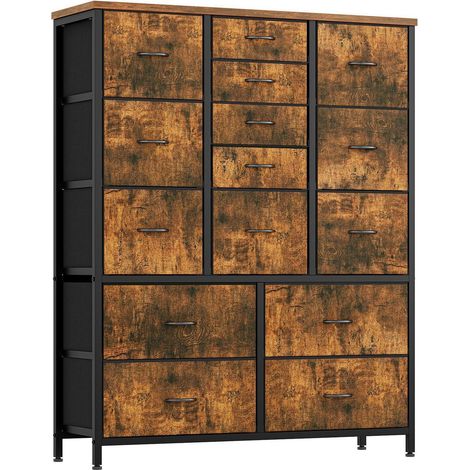 Kommode mit 15 Stoffschubladen, Metallgestell Braun, Schlafzimmer & Wohnzimmer (1/5)