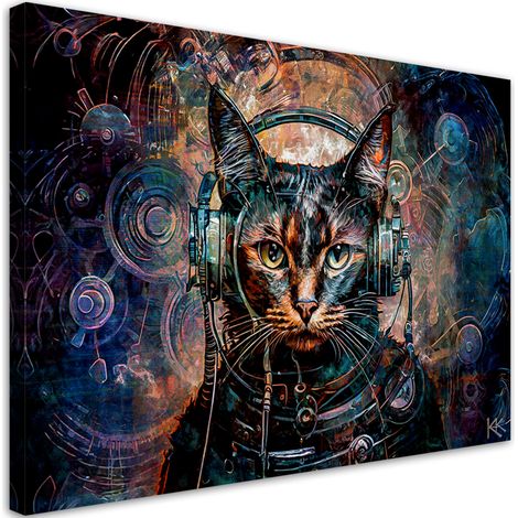 Tableau sur toile Tableau sur toile Chat futuriste abstrait 60x40 (1/5)