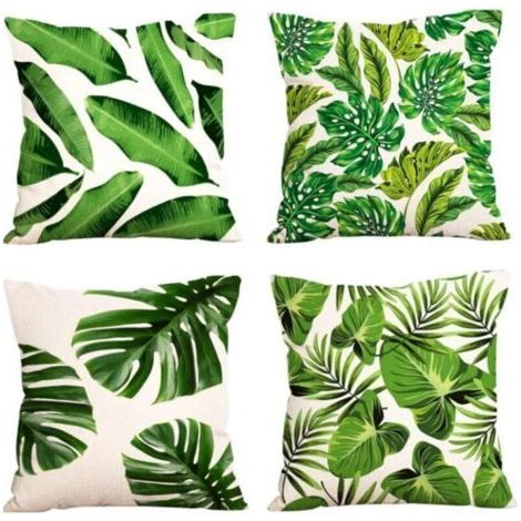 Waterproof Cushion Cover 45x45 cm, Garden Cushion Cover with Leaf Pattern, Ideal for Sofa and Outdoor Furniture (1/3)