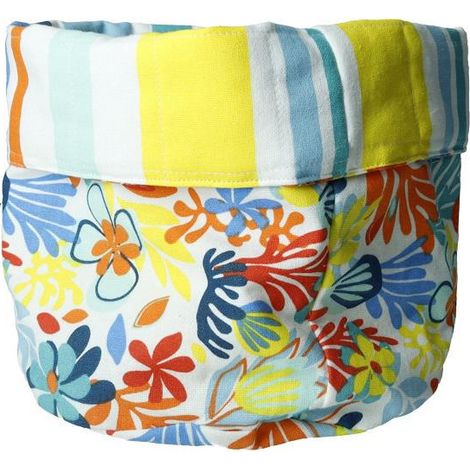 Brandani Tahiti cestino pane cotone double face fiori e righe (1/2)