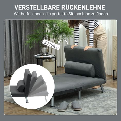 Fauteuil relax pliant avec fonction lit, revêtement velours, dossier ajustable, 75x70x75 cm, gris foncé (1/4)