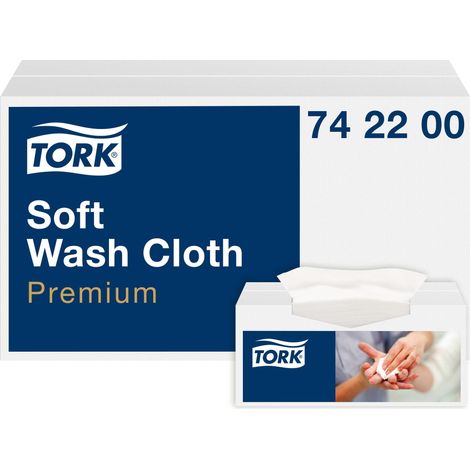 Tork 742200 Panno per lavaggio pazienti monouso Premium, 1 velo, goffrato, 1 conf. x 135 pezzi, 30 cm x 32 cm, resistente, bianco