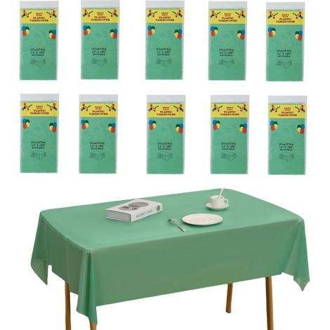 Lot de 10 Nappes Jetables Rectangulaires Vert Sauge 274x137cm Pour Mariages Pique-niques Intérieur Extérieur