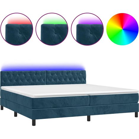 Maison Exclusive - Letto a Molle con Materasso e LED Blu Scuro 200x200 cm (1/5)