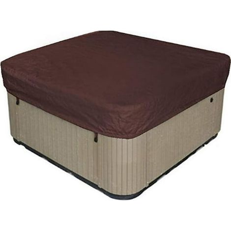 Couverture carrée imperméable marron pour spa extérieur (210 x 210 x 30 cm) en polyester (1/4)