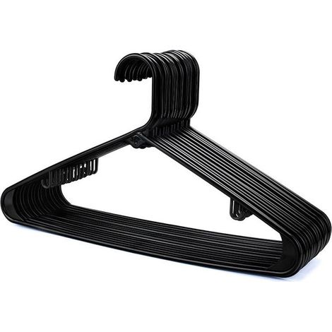 Cintres en Plastique Noir Lot de 20, Cintres pour Portemanteaux, Armoire et Placard Solides, Cintre Robuste avec Barre PortePantalons et Pinces, Gain de Place, Largeur 40 cm (1/4)