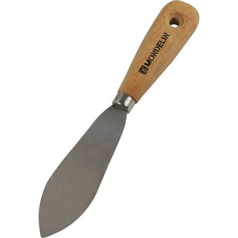 Couteau à mastiquer forme laurier – Manche bois certifié FSC – Lame en acier trempé résistante – Outil professionnel pour mastic, rebouchage, façades et travaux de finition (1/3)