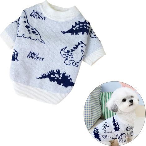 Pull pour chien, d'automne et d'hiver chat, vêtement en tricot confortable chaud animaux de compagnie, joli motif dessin animé tricoté (1/5)