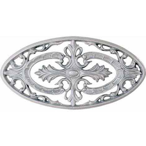 Palmette en forme d'ovale avec motifs feuilles - Hauteur 170mm Longueur 340mm - À visser avec taraudage M6 - Aluminium - DECO FER FORGE