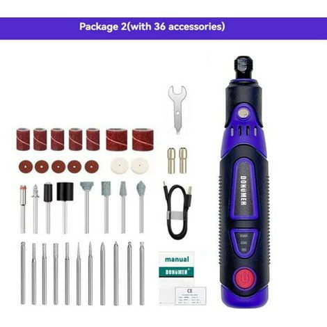 3,6-V-Akku-Mini-Bohrschrauber – Vielseitiges Set zum Polieren, Schleifen und Gravieren, USB-C-Ladeanschluss, integrierter Akku