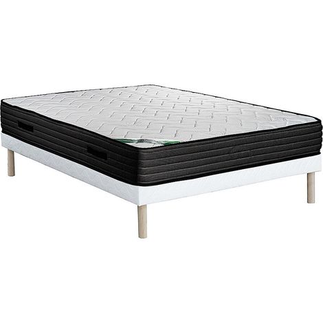 Set 160x200cm rete con giroletto + materasso schiuma e rivestimento bambù sp. 25cm - BERENDI di NATUREA