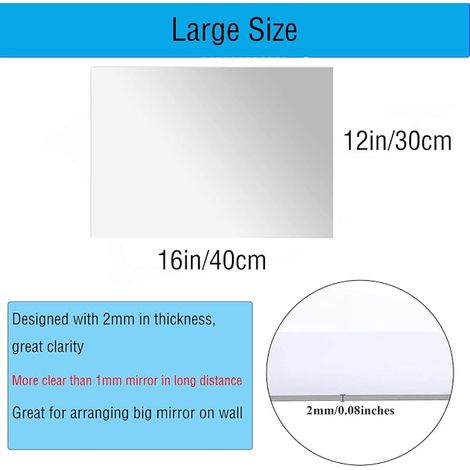 Self-Adhesive Acrylic Wall Mirror 40 x 30 cm (1/3)