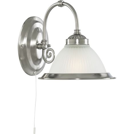 Applique Contemporanea American Dinner Acciaio Argento Vetro 1 Luce E27 (1/5)