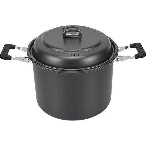 Marmite de camping 6L pour 4 à 7 personnes, antiadhésive, double saveur, idéale pour les pique-niques et la randonnée (gris). (1/5)