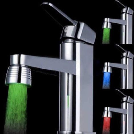 Robinet LED lumineux, robinet coloré, robinet de lavabo avec contrôle de température, accessoires de mode haut de gamme tricolores (1/3)