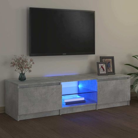 Meuble TV avec LED-Banc TV-Meuble Télé avec lumière LED gris béton 140x40x36 cm 657538 (1/5)