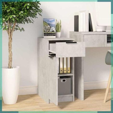 Armoire de bureau - 811506 - Gris béton - Bois d'ingénierie - 33,5 x 50 x 75 cm (1/5)