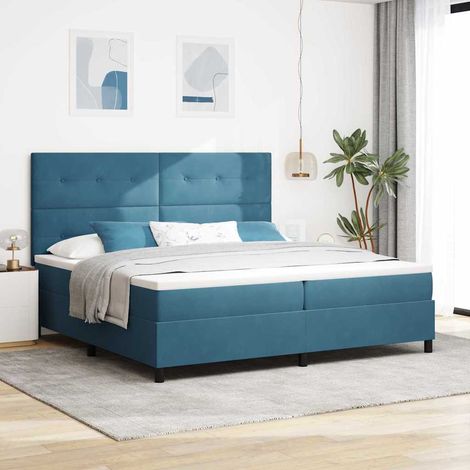 LED Boxspringbett mit Matratze Dunkelblau 200 x 200 cm Samt (1/5)
