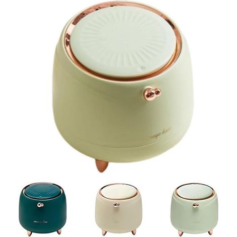 Petite poubelle de cuisine, mini poubelle de salle de bain avec couvercle, corbeille à papier pour bureau, chambre à coucher ou table de chevet (vert clair) (1/4)