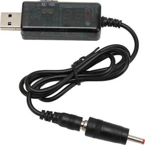 Câble convertisseur USB 5 V vers 9 V/12 V, réglable et portable, avec connecteur 3,5 x 1,35 mm pour ventilateur et lampe de table. (1/5)