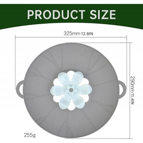 Bouchon De Déversement Couvercle De Couvercle En Silicone Pour Casseroles Pots Bouillante Cuisine Sauvegarde (A, 12,81 11,4 in) (1/5)