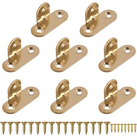 Set mit 8 T-förmigen 90°-Eckwinkeln aus Messing, robuste L-förmige Eckwinkel mit Schrauben für Rahmen, Spiegel, Möbel, Verbindungsverstärkung, Schränke, Schreibtische und Regale. (1/5)