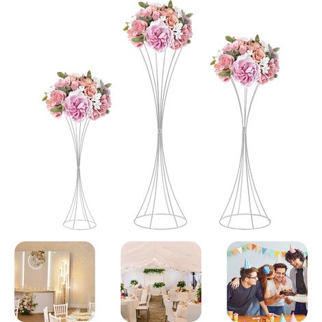 Silver Centerpiece Stand for Table, Twist Style ,3 Pcs  Silver Vases Wedding Centerpieces, for Birthday, Party, Dinner, Event, Home Decor (1/5)