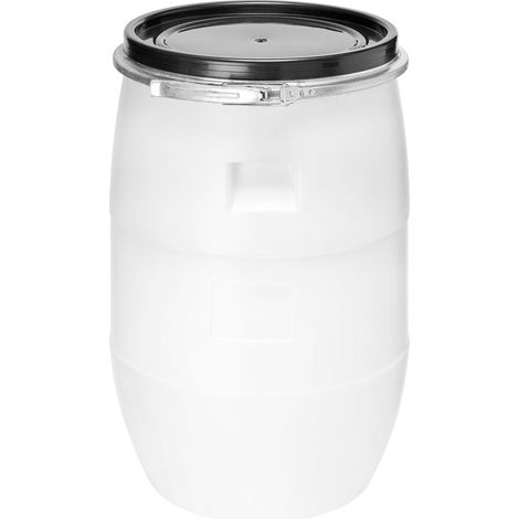 Garronda réservoir d'eau de 60 litres, Baril Alimentaire, fût à Large Ouverture en HDPE et sans BPA, tonneau de Jardin, bac à Aliments pour Animaux, conteneur d'eau, tonneau Universel GD-0078, Blanc (1/5)