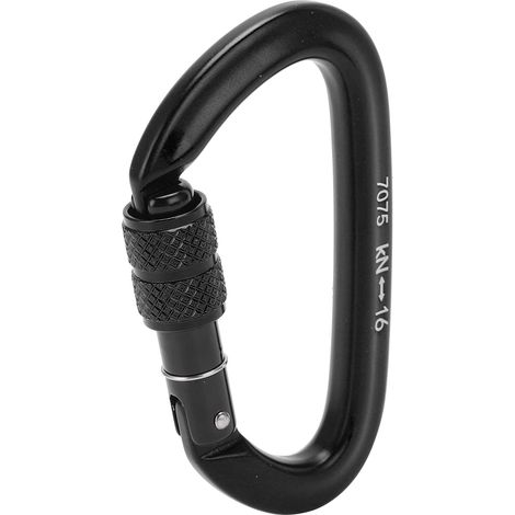 Mousqueton à vis en alliage d'aluminium 16KN avec crochet DRing pour l'escalade et la randonnée (Mosqueton à vis n° 9, noir) (1/5)