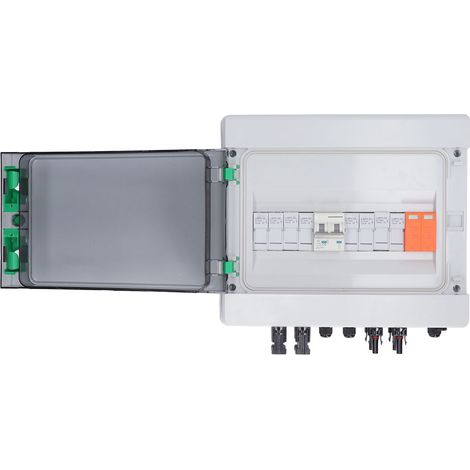 Boîtier de raccordement photovoltaïque étanche pour 4 chaînes, avec fusible 15 A et parafoudre 63 A, 500 V CC (1/5)