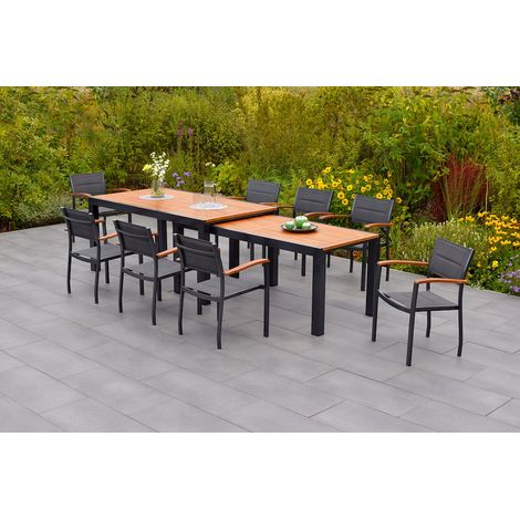 Paxos Set 9tlg 8 Sessel Flex Tisch 180(300)x100cm