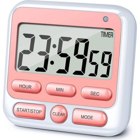 Minuteur de cuisine numérique avec alarme silencieuse/sonore, interrupteur marche/arrêt, horloge 24 heures, fonction mémoire (1/4)