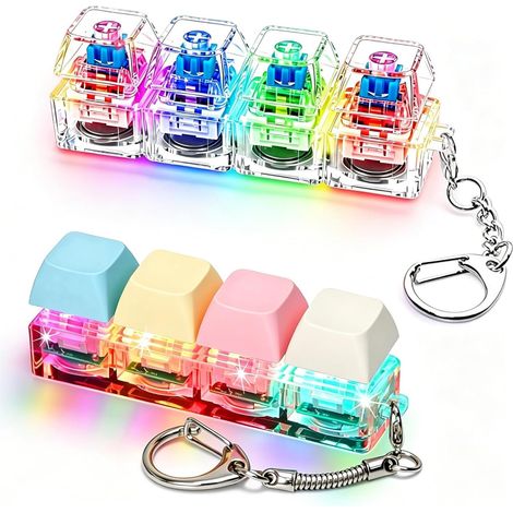Lot de 2 claviers lumineux anti-stress, porte-clés clavier LED, jouet anti-stress 4 en 1, cadeau anti-stress pour enfants et adultes (1/5)