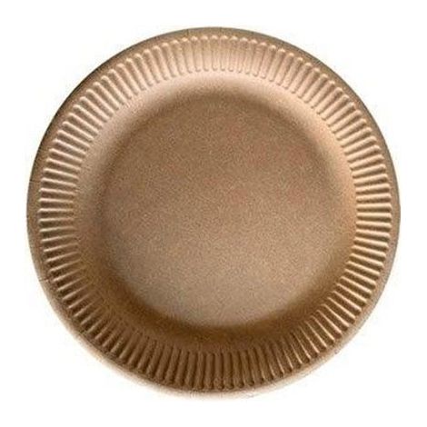 50 assiettes rondes kraft recyclable, 18 cm, beige naturel, vaisselle jetable pour fête et événement