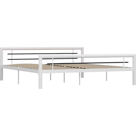 Maison Exclusive - Bettgestell Weiß und Schwarz Metall 180×200 cm
