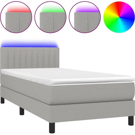 Maison Exclusive - Letto a Molle Materasso e LED Grigio Chiaro 100x200 cm Tessuto