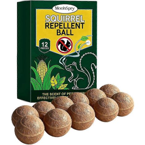 Lot de 12 boules anti-écureuils, parfum menthe poivrée naturelle, répulsif anti-rongeurs pour l'extérieur (jardin, cour, grenier et maison). (1/5)