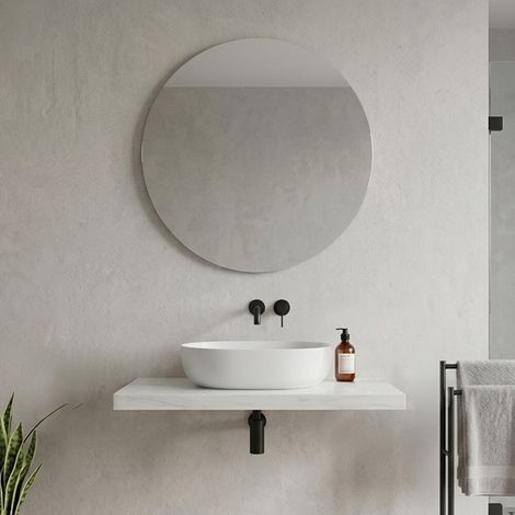 Mensolone bagno 100 cm in legno effetto marmo bianco carrara Levia (1/5)