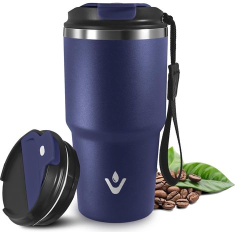 20oz Mug Isotherme, Anti-Fuite Tasse Isotherme Transportable, Double Paroi Isolante Acier Inoxydable, Tumbler avec Couvercle à Vis, Gobelet Thermique pour Boissons Chaudes et Glacé (1/5)