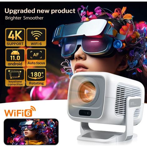 Projecteur, 500 lumens ANSI, résolution 1080P, autofocus, Android 11, Bluetooth 5.4, Wi-Fi 6, home cinéma portable. (1/5)