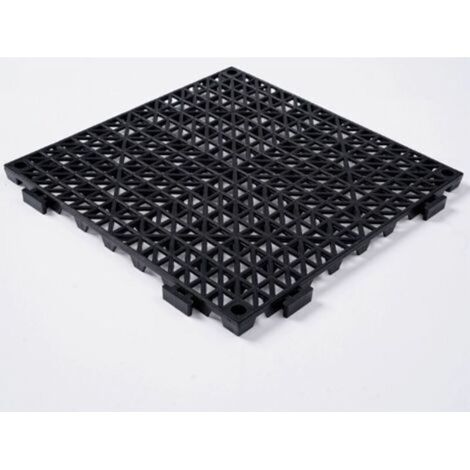 Lot de 2 Dalles de Jardin Piscine 30x30x1,5 cm Noir Dalle Clipsable Ajourée Antidérapante en PVC Drainage Rapide Revêtements de Sol Extérieur Intérieur pour Terrasse Cuisine Spa Salle de Bain