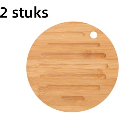 Lot de 2 sets de table isolants thermiques double face pour restaurant ou maison en bois 19 x 19 cm couleur bois (1/5)