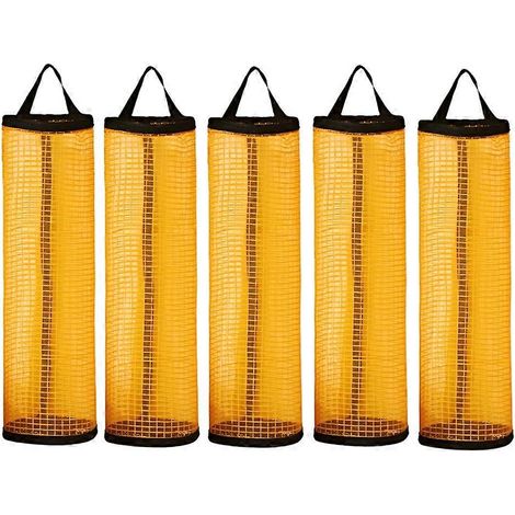 Support mural pour sacs poubelles de cuisine, rangement visuel suspendu, noir et jaune. (1/5)