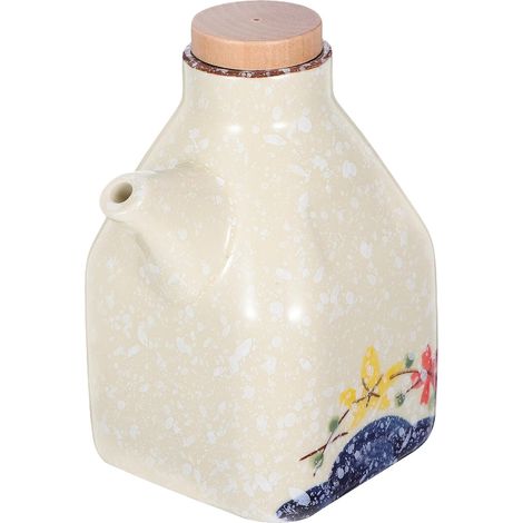 Distributeur Huile Céramique Japonais Résistant Chaleur pour Cuisine Bouteille Doseuse Élégante pour Sauce Soja Vinaigre et Condiments Pichet Décoratif Minimaliste (1/5)