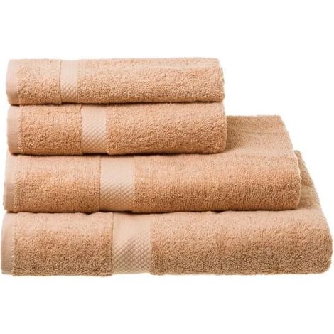 Serviette de bain - JUANIO - Pack 6 - 50 x 30 cm - 100% coton - Beige (1/3)